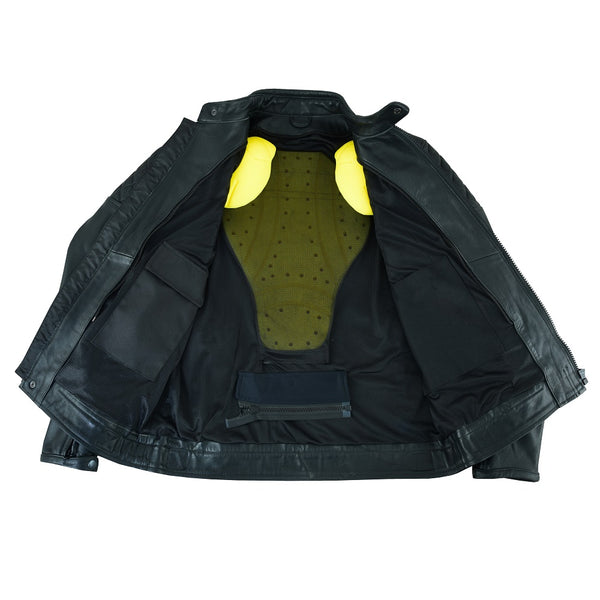 Tuff Gear Motorcycle Leather Classic Retro Jacket - Black