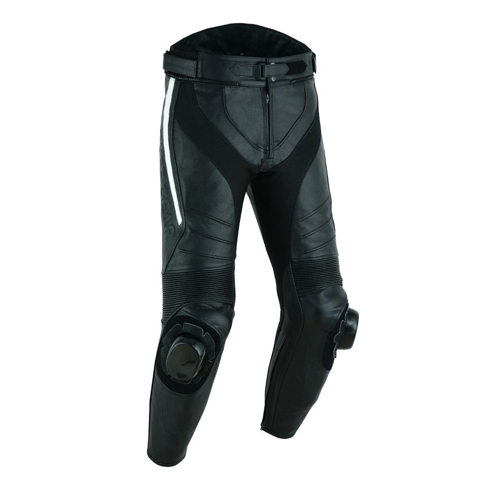 Tuff Gear Motorcycle Men Leather Racing Pants with armours Black