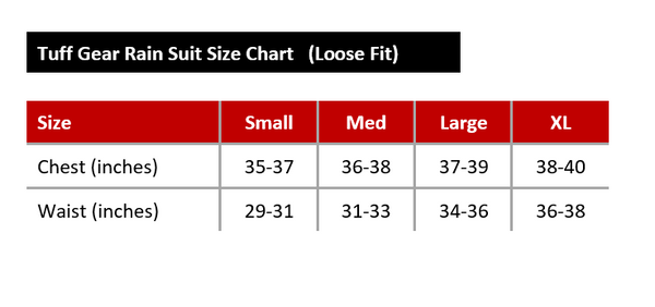 Tuff Gear Motorcycle Two Piece Waterproof Rain Suit