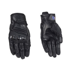 Short Cuff Leather Gloves - Black