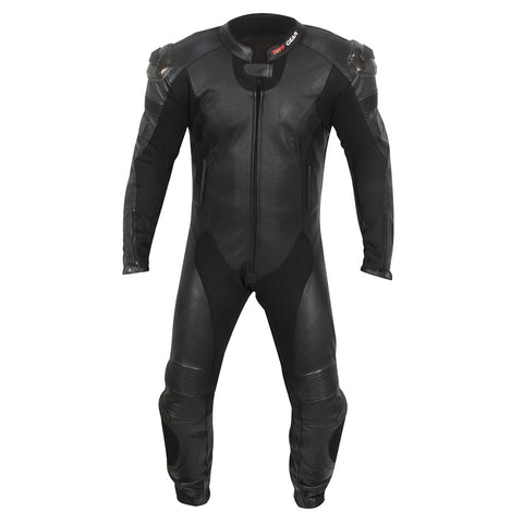 Tuff Suits Tuff Gear Motorcycle Cowhide Leather One Piece Racing Suit - Black n W